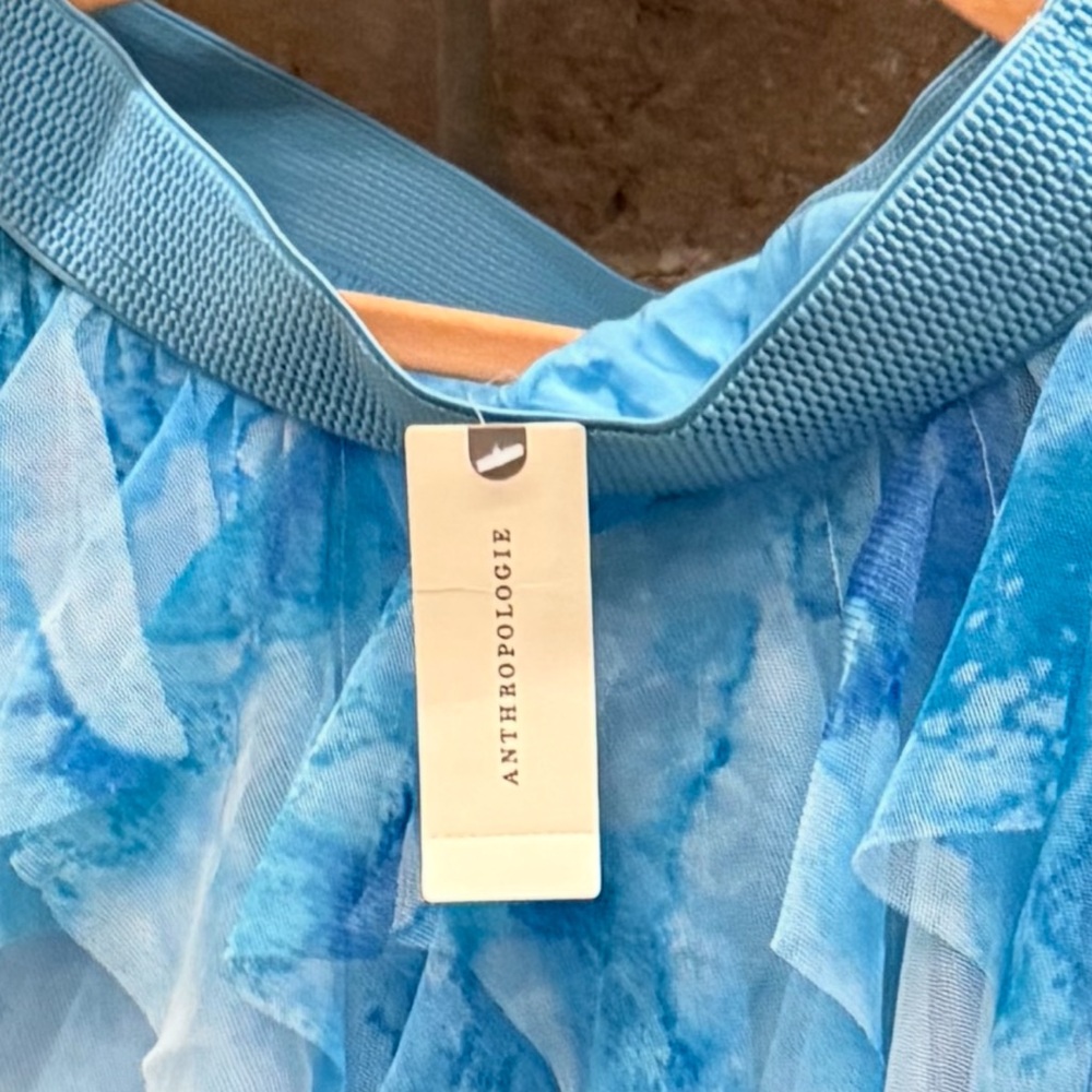 Anthropologie Blue and White Textured Skirt